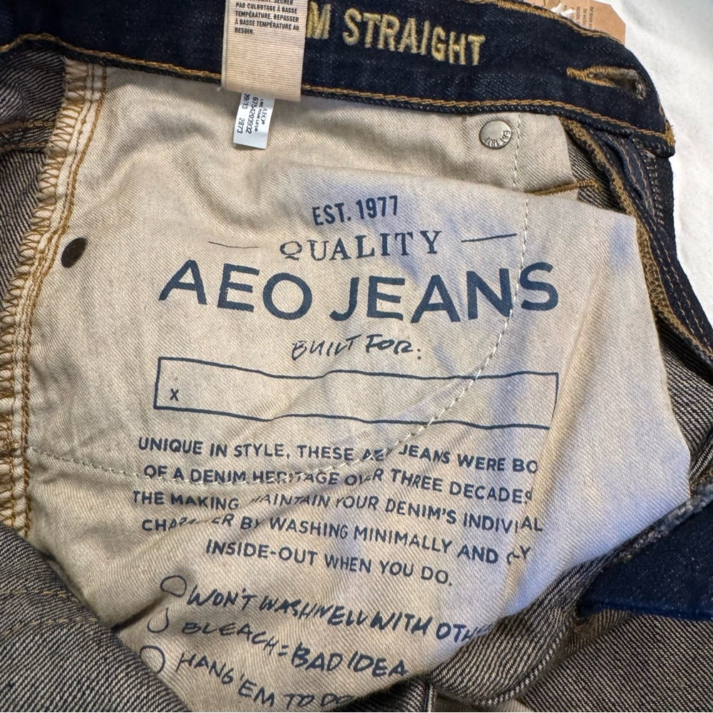 American Eagle Outfitters Men’s Slim Straight jeans, dark wash, NWT, Sz 28/30 - Picture 12 of 13